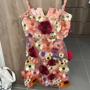 Embroidered floral mini dress